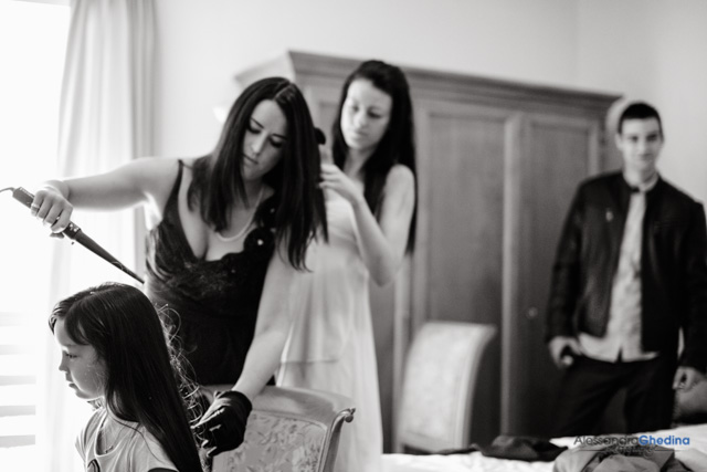 bridesmaids getting ready for the wedding