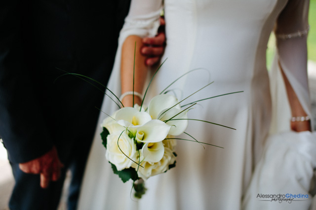 bride and groom ready to enter the church for the wedding ceremony