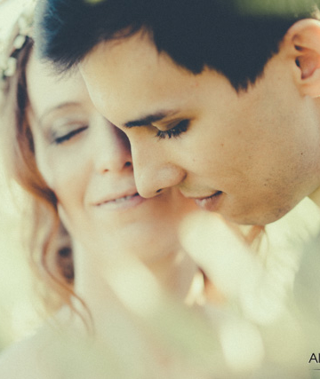 nice vintage image of a tender and candy moment during the wedding