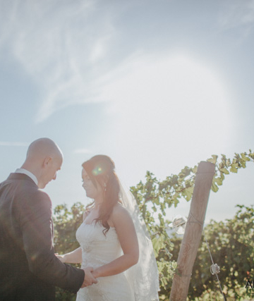 the wedding couple in the vineyard in the heart of tuscan chianti